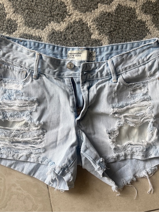 Abercrombie & Fitch Pants - 2000s Y2K Abercrombie & Fitch Light Blue Distressed Low-Rise Denim Shorts